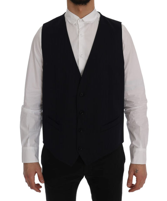 Dolce & Gabbana Blue STAFF Wool Stretch Vest Dolce & Gabbana