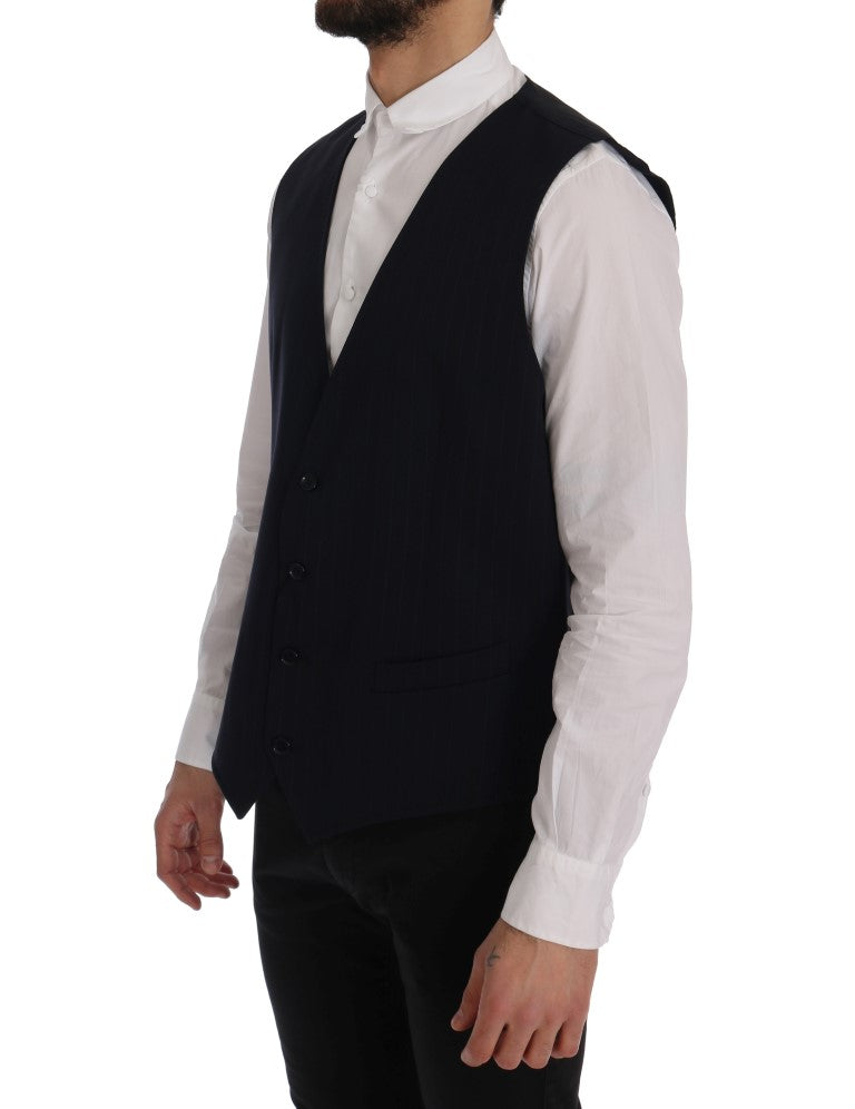 Dolce & Gabbana Blue STAFF Wool Stretch Vest Dolce & Gabbana