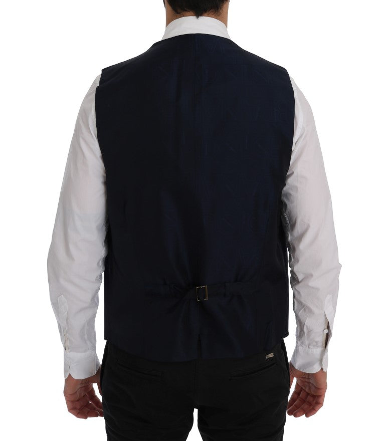 Dolce & Gabbana Blue STAFF Wool Stretch Vest Dolce & Gabbana