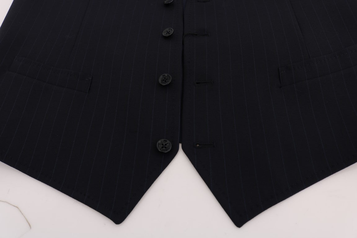 Dolce & Gabbana Blue STAFF Wool Stretch Vest Dolce & Gabbana
