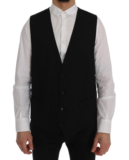 Dolce & Gabbana Black STAFF Wool Stretch Vest Dolce & Gabbana