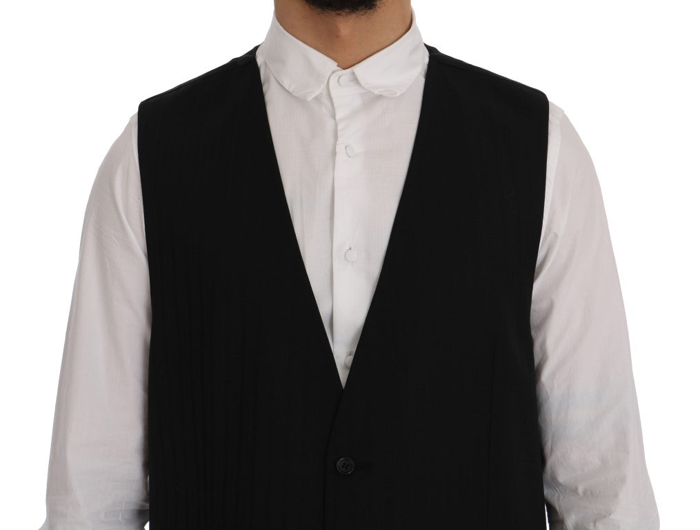 Dolce & Gabbana Black STAFF Wool Stretch Vest Dolce & Gabbana