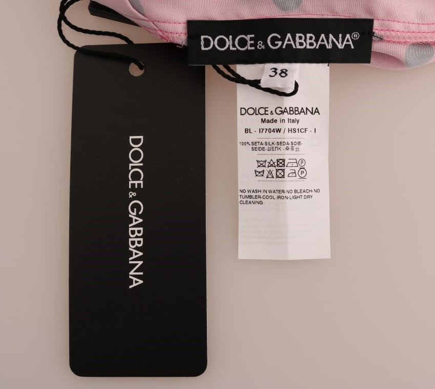 Dolce & Gabbana Pink Polka Dotted Silk Blouse Dolce & Gabbana