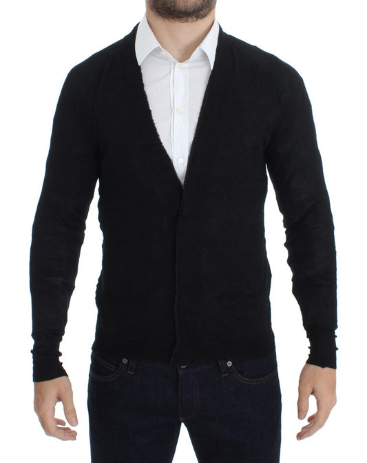 Costume National Black Fine Wool Button Cardigan Costume National