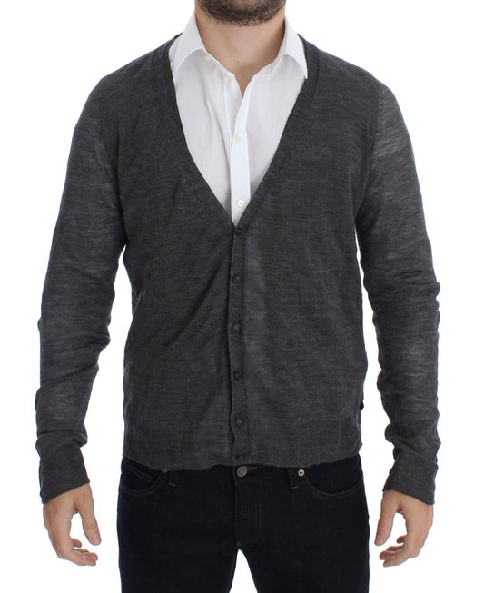 Costume National Gray Wool Button Cardigan Sweater Costume National