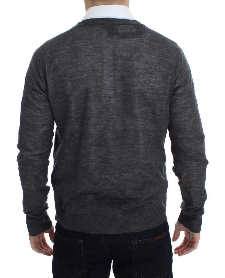 Costume National Gray Wool Button Cardigan Sweater Costume National