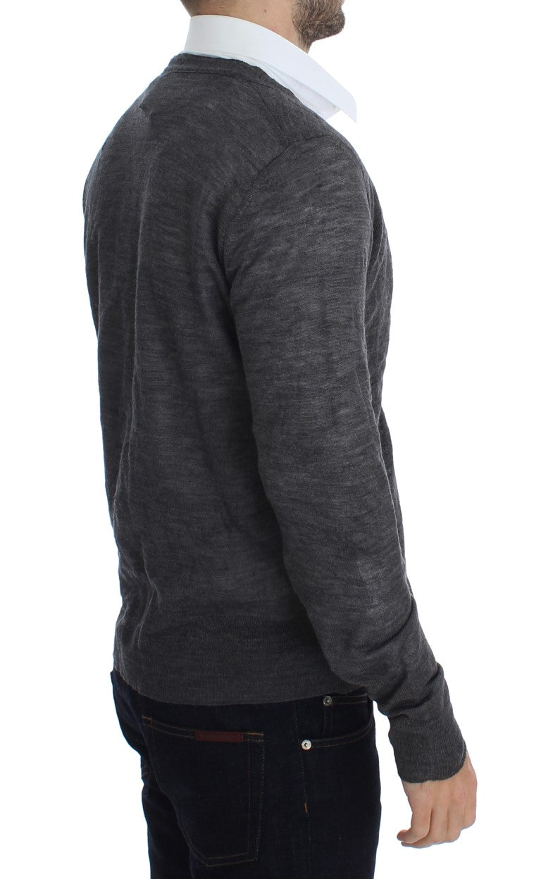 Costume National Gray Wool Button Cardigan Sweater Costume National