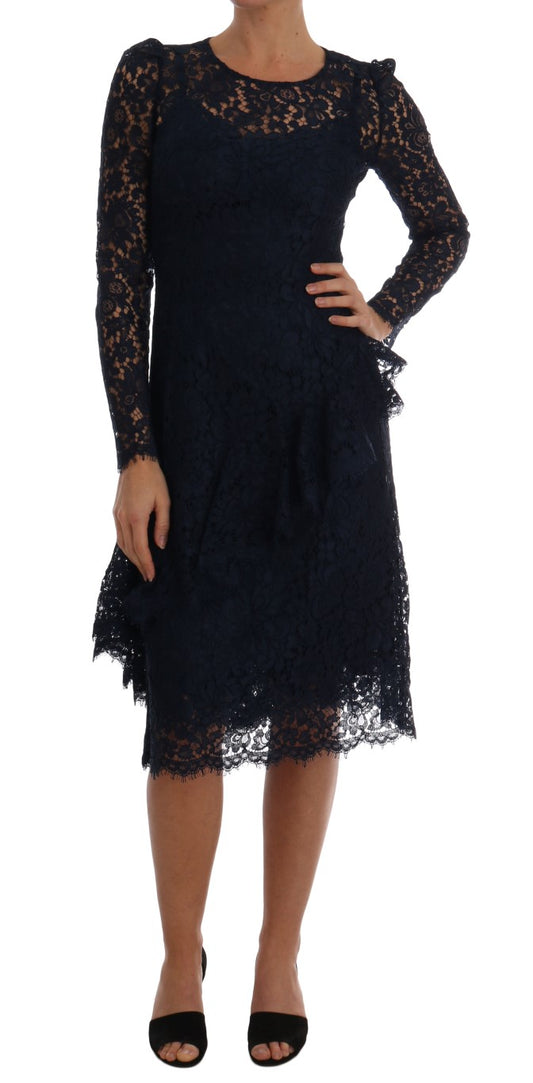 Dolce & Gabbana Blue Taormina Floral Lace Sheath Dress Dolce & Gabbana