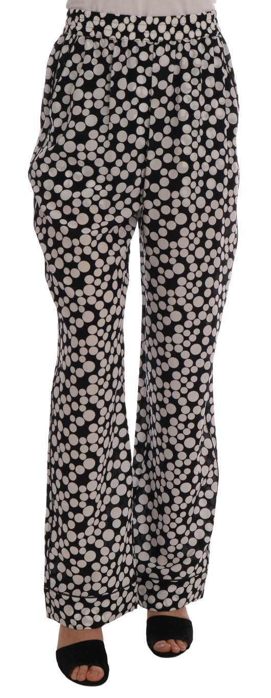 Dolce & Gabbana Black White Polka Dottes Silk Pants Dolce & Gabbana