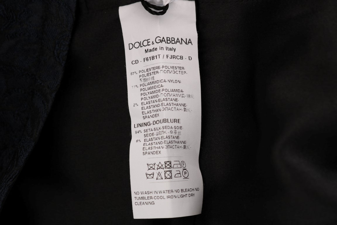 Dolce & Gabbana Black Blue Flare Mini Dress Dolce & Gabbana
