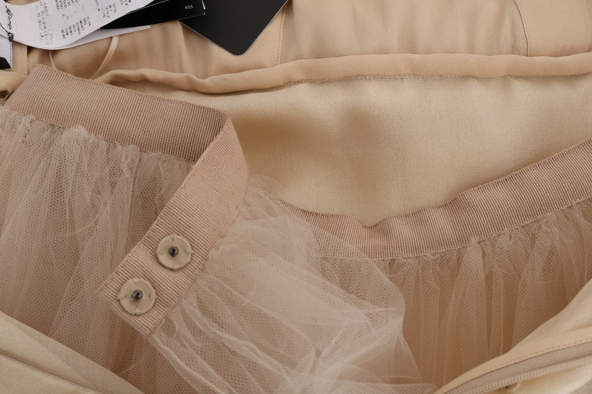 Dolce & Gabbana Gold Silk Crystal Embellished Dress Dolce & Gabbana