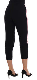 Dolce & Gabbana Black Stretch Pink Stripes Capri Pants Dolce & Gabbana