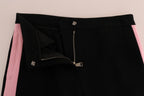 Dolce & Gabbana Black Stretch Pink Stripes Capri Pants Dolce & Gabbana