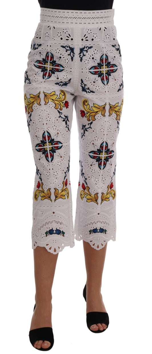 Dolce & Gabbana Mulicolor Majolica Cutout Capri Pants Dolce & Gabbana