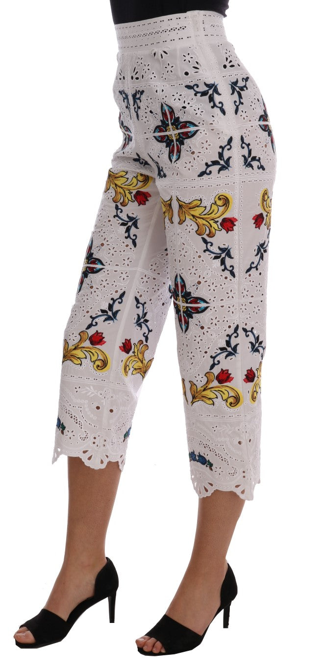 Dolce & Gabbana Mulicolor Majolica Cutout Capri Pants Dolce & Gabbana