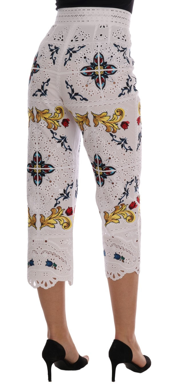 Dolce & Gabbana Mulicolor Majolica Cutout Capri Pants Dolce & Gabbana