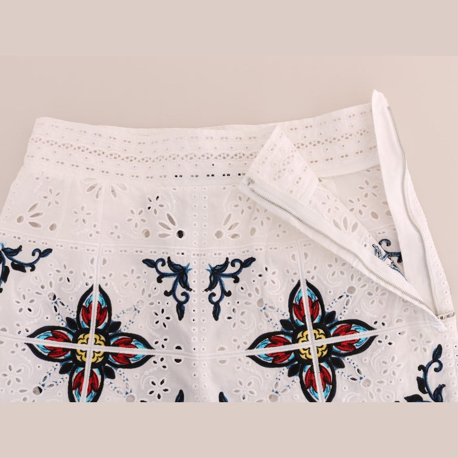 Dolce & Gabbana Mulicolor Majolica Cutout Capri Pants