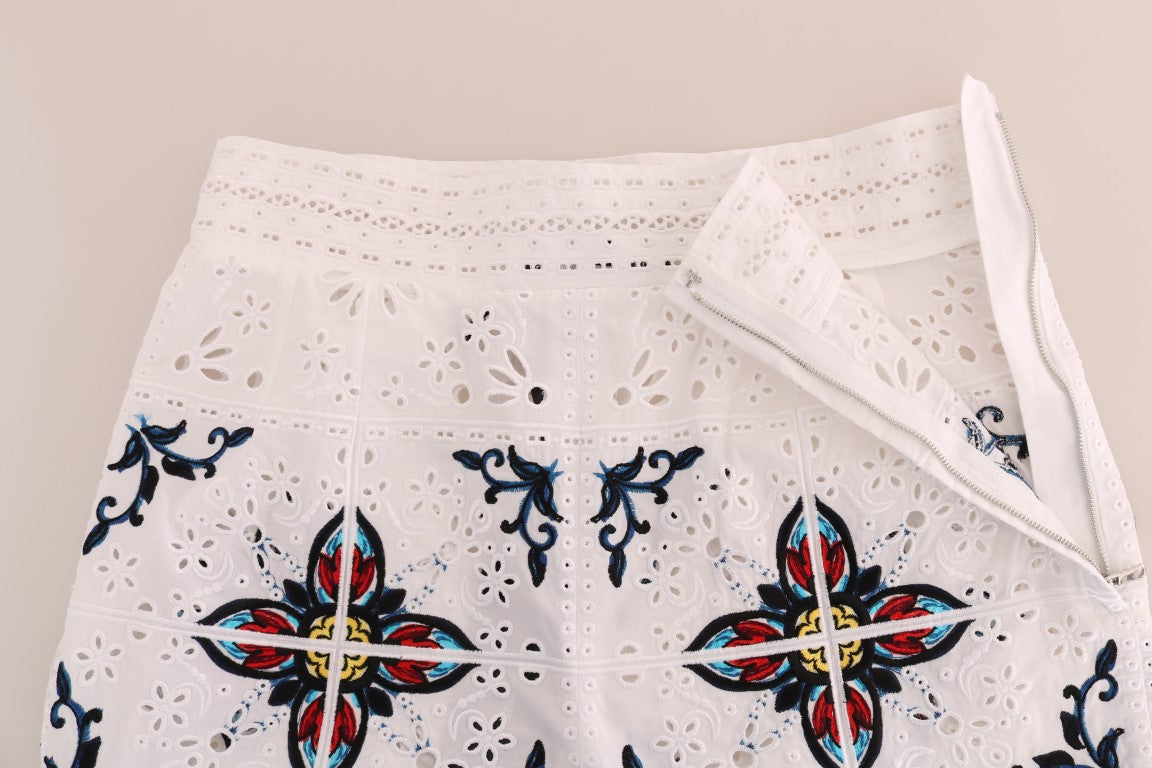 Dolce & Gabbana Mulicolor Majolica Cutout Capri Pants Dolce & Gabbana