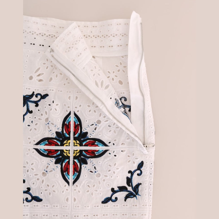 Dolce & Gabbana Mulicolor Majolica Cutout Capri Pants