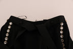 Dolce & Gabbana Black Wool Stretch Crystal Pants - Eljoys Fashion 