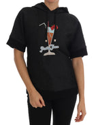 Black fairy tale crystal hooded sweater by Dolce & Gabbana with intricate crystal embellishments and a cozy hood design.