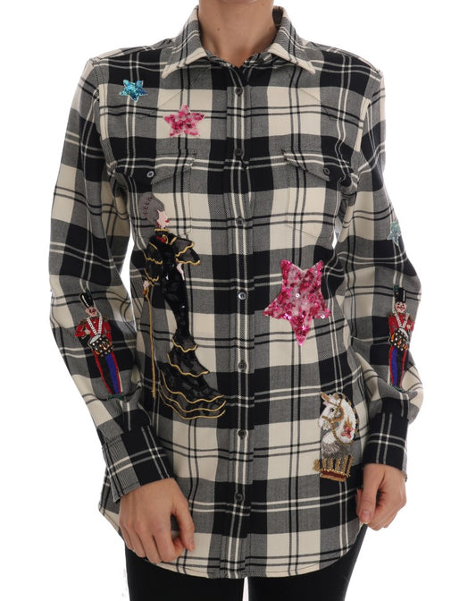 Dolce & Gabbana Black White Fairy Tale Crystal Shirt Dolce & Gabbana