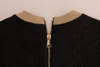 Dolce & Gabbana Black Fairy Tale Brocade Zipper Sweater with intricate floral pattern and front zipper detail.