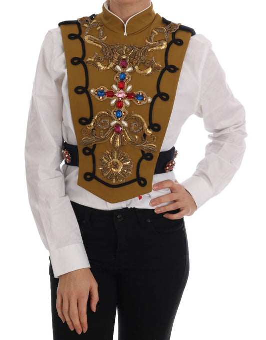 Dolce & Gabbana Yellow Crystal Cross Vest Jacket Dolce & Gabbana