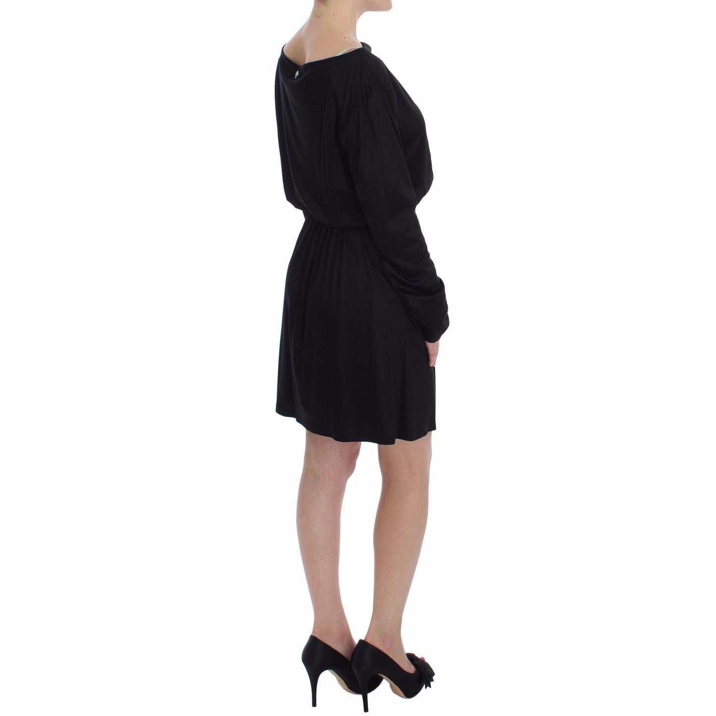 Versace Jeans Black Modal Silk Shift Knee Dress