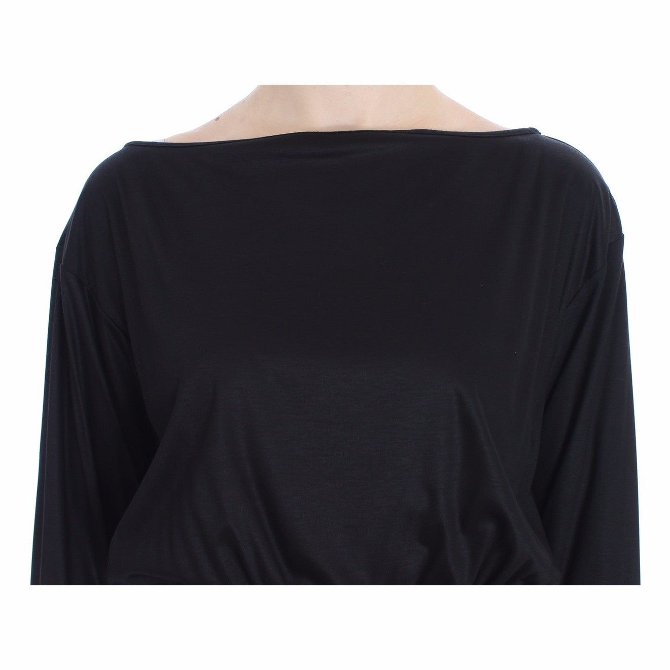 Versace Jeans Black Modal Silk Shift Knee Dress