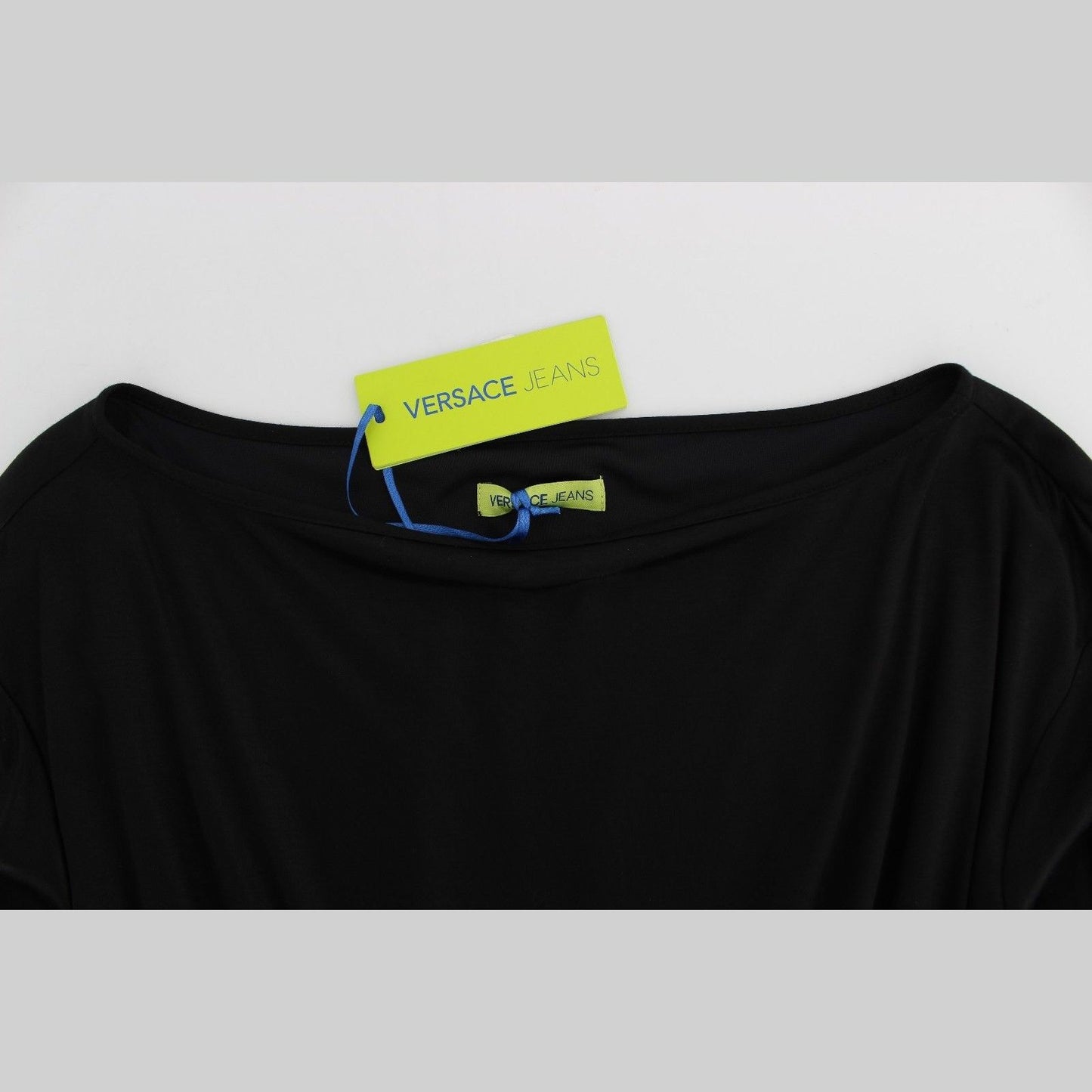 Versace Jeans Black Modal Silk Shift Knee Dress