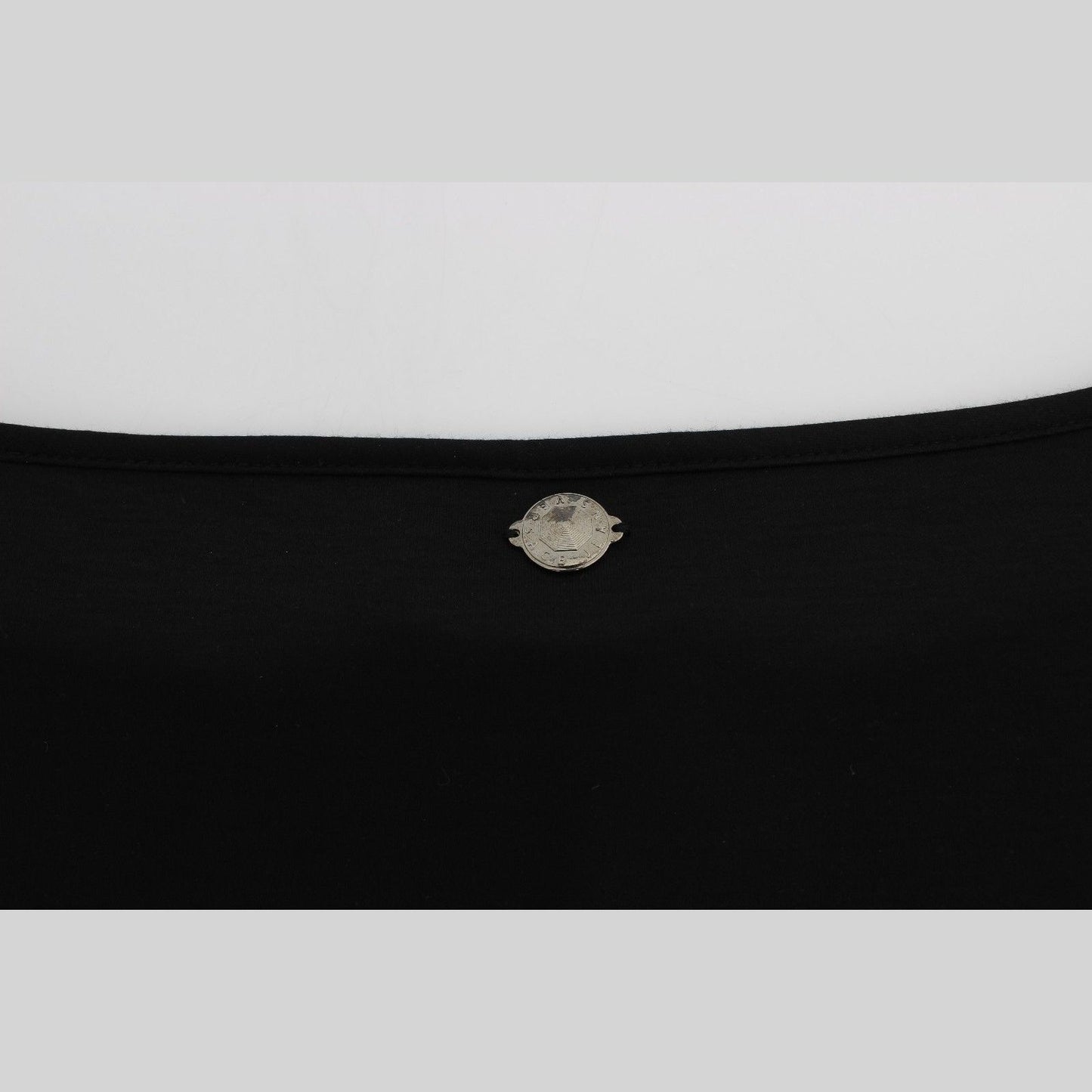 Versace Jeans Black Modal Silk Shift Knee Dress