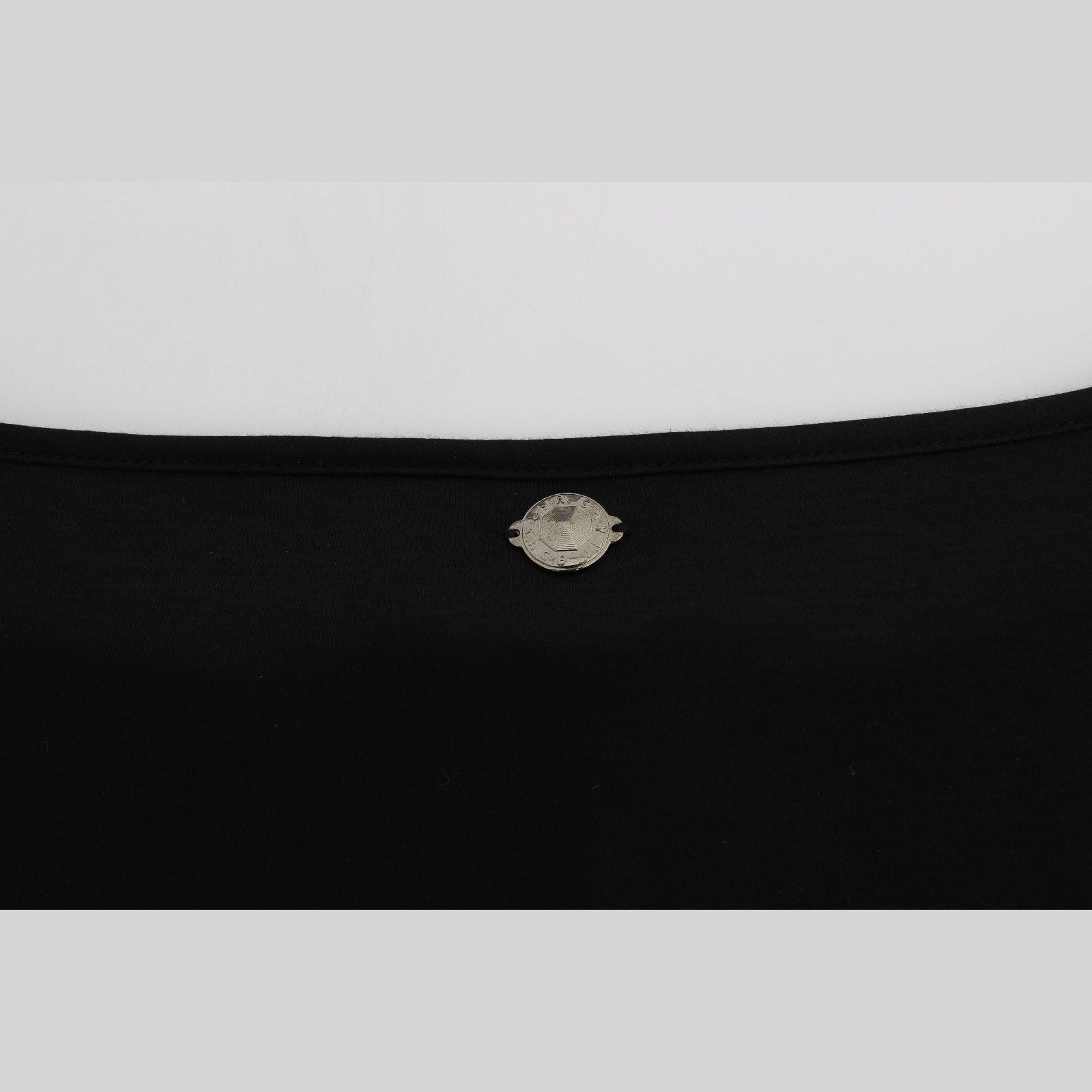 Versace Jeans Black Modal Silk Shift Knee Dress
