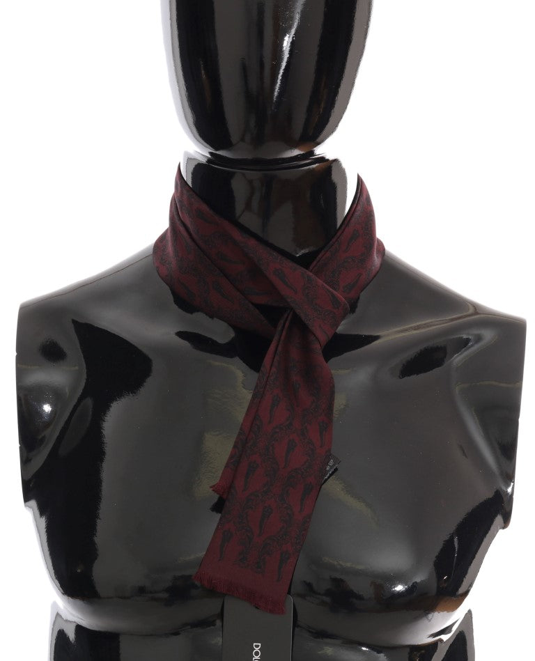 Dolce & Gabbana Bordeaux Silk Crown Chili Scarf Dolce & Gabbana