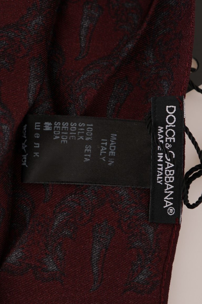 Dolce & Gabbana Bordeaux Silk Crown Chili Scarf Dolce & Gabbana