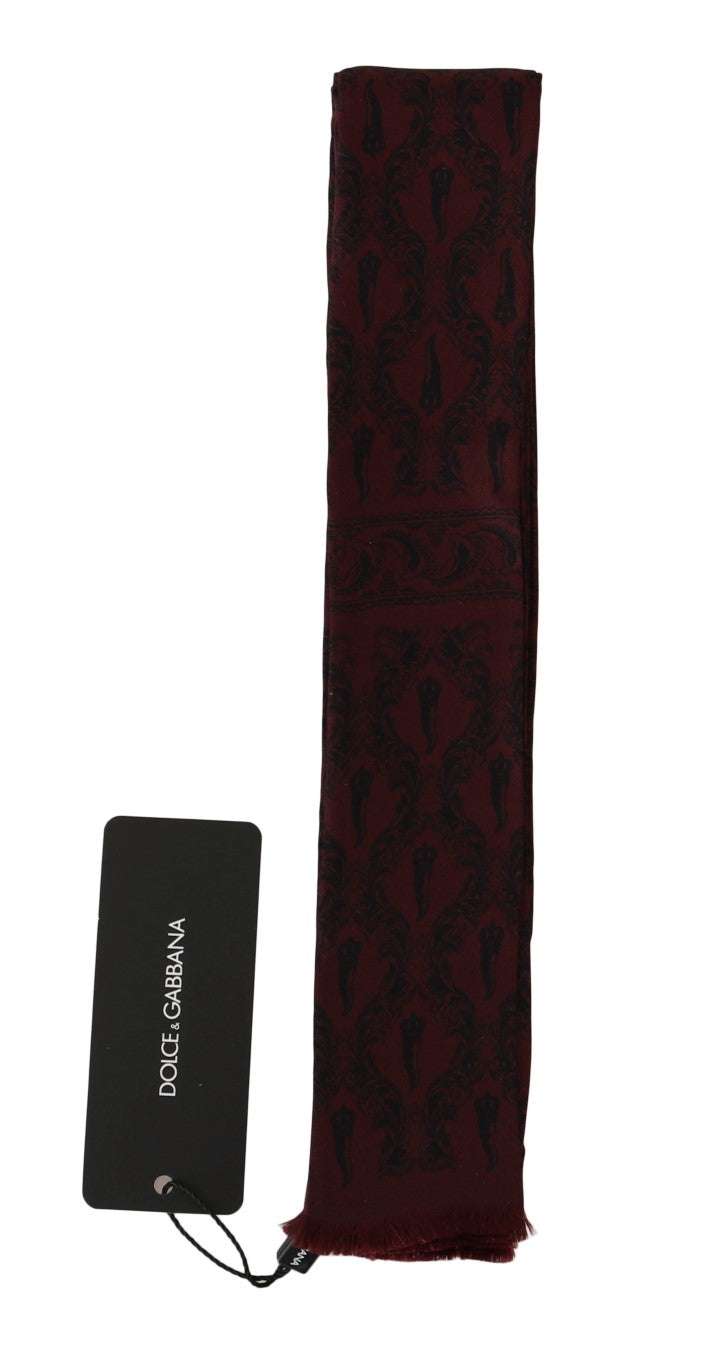 Dolce & Gabbana Bordeaux Silk Crown Chili Scarf Dolce & Gabbana