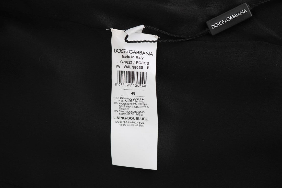 Dolce & Gabbana Gray Wool Patterned Slim Vest Dolce & Gabbana