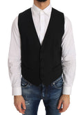 Dolce & Gabbana Black Wool Silk Vest Dolce & Gabbana
