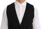 Dolce & Gabbana Black Wool Silk Vest Dolce & Gabbana