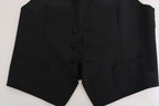 Dolce & Gabbana Black Wool Silk Vest Dolce & Gabbana