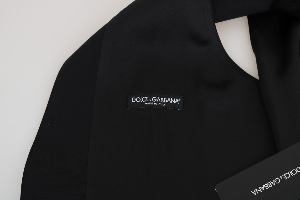 Dolce & Gabbana Black Wool Silk Vest Dolce & Gabbana