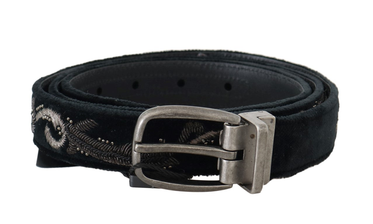 Dolce & Gabbana Black Cotton Royal Bee Embroidery Belt Dolce & Gabbana