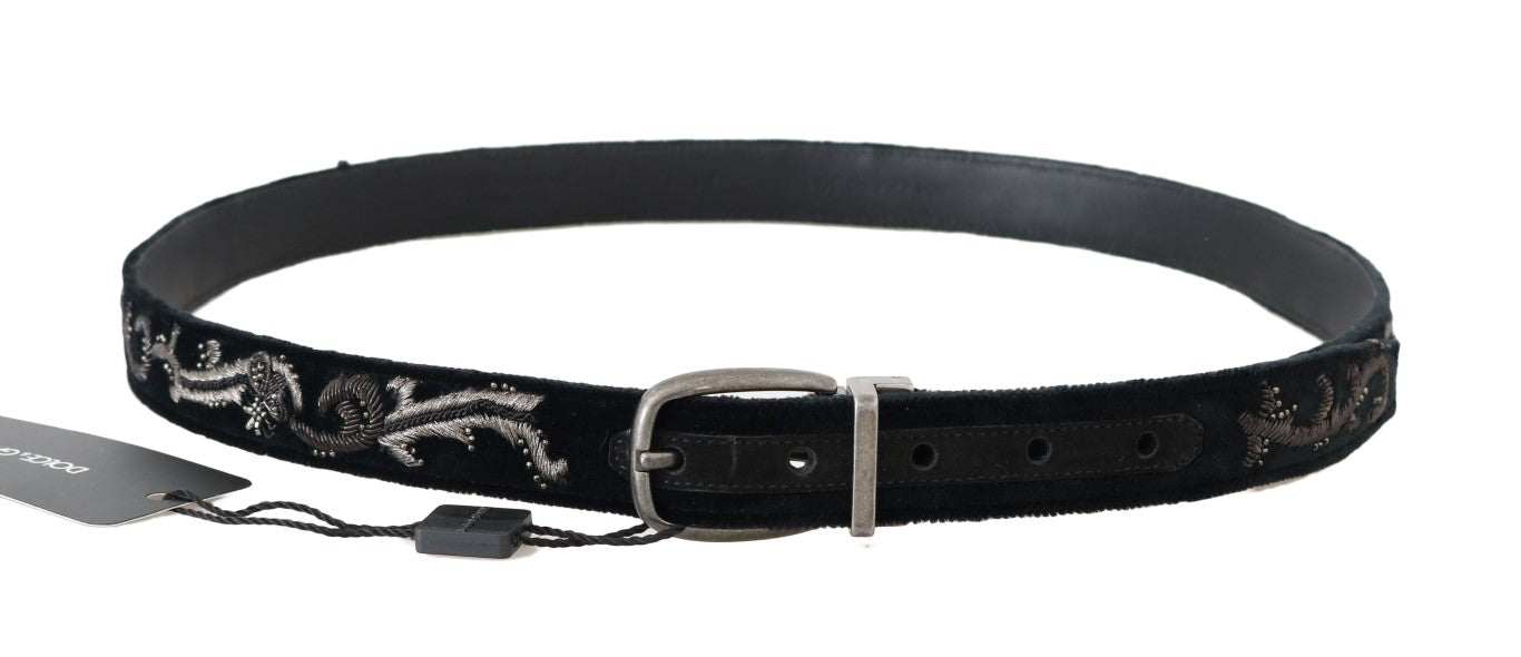 Dolce & Gabbana Black Cotton Royal Bee Embroidery Belt Dolce & Gabbana
