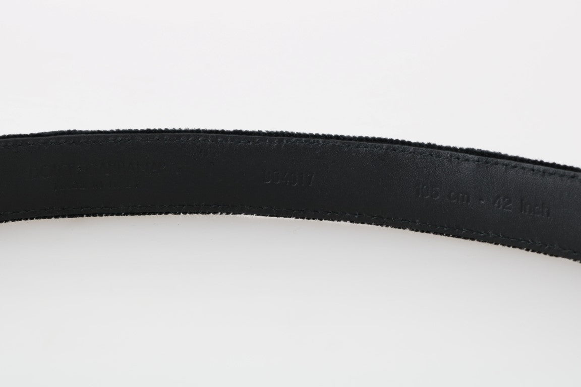Dolce & Gabbana Black Cotton Royal Bee Embroidery Belt Dolce & Gabbana