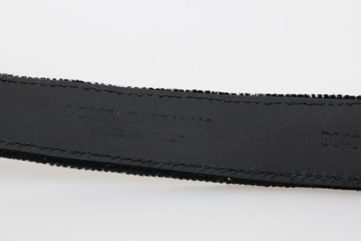 Dolce & Gabbana Black Cotton Royal Bee Embroidery Belt Dolce & Gabbana