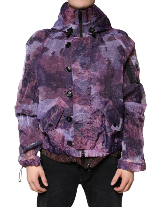 Dolce & Gabbana Purple Camouflage Hooded Men Blouson Jacket Dolce & Gabbana