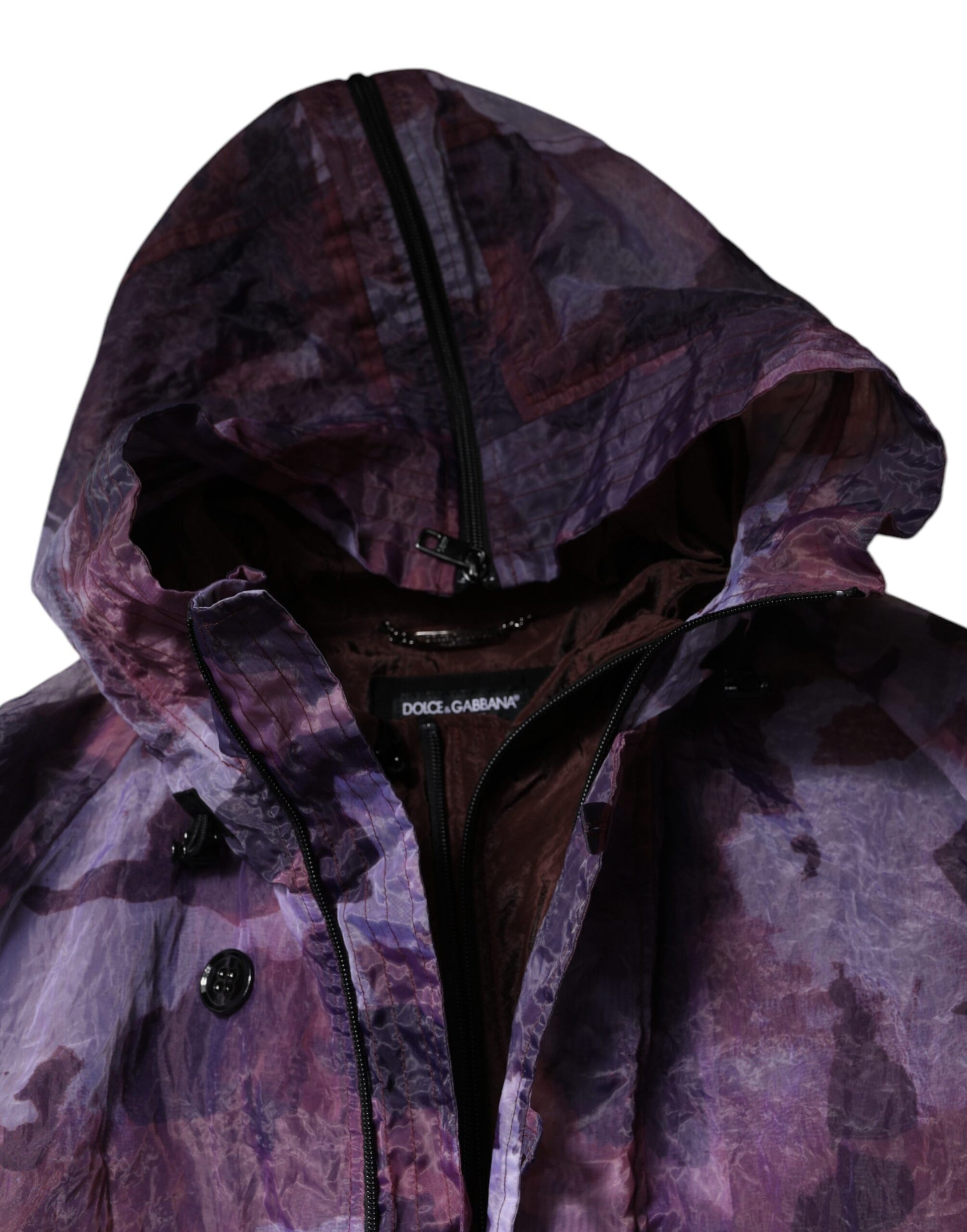 Dolce & Gabbana Purple Camouflage Hooded Men Blouson Jacket Dolce & Gabbana