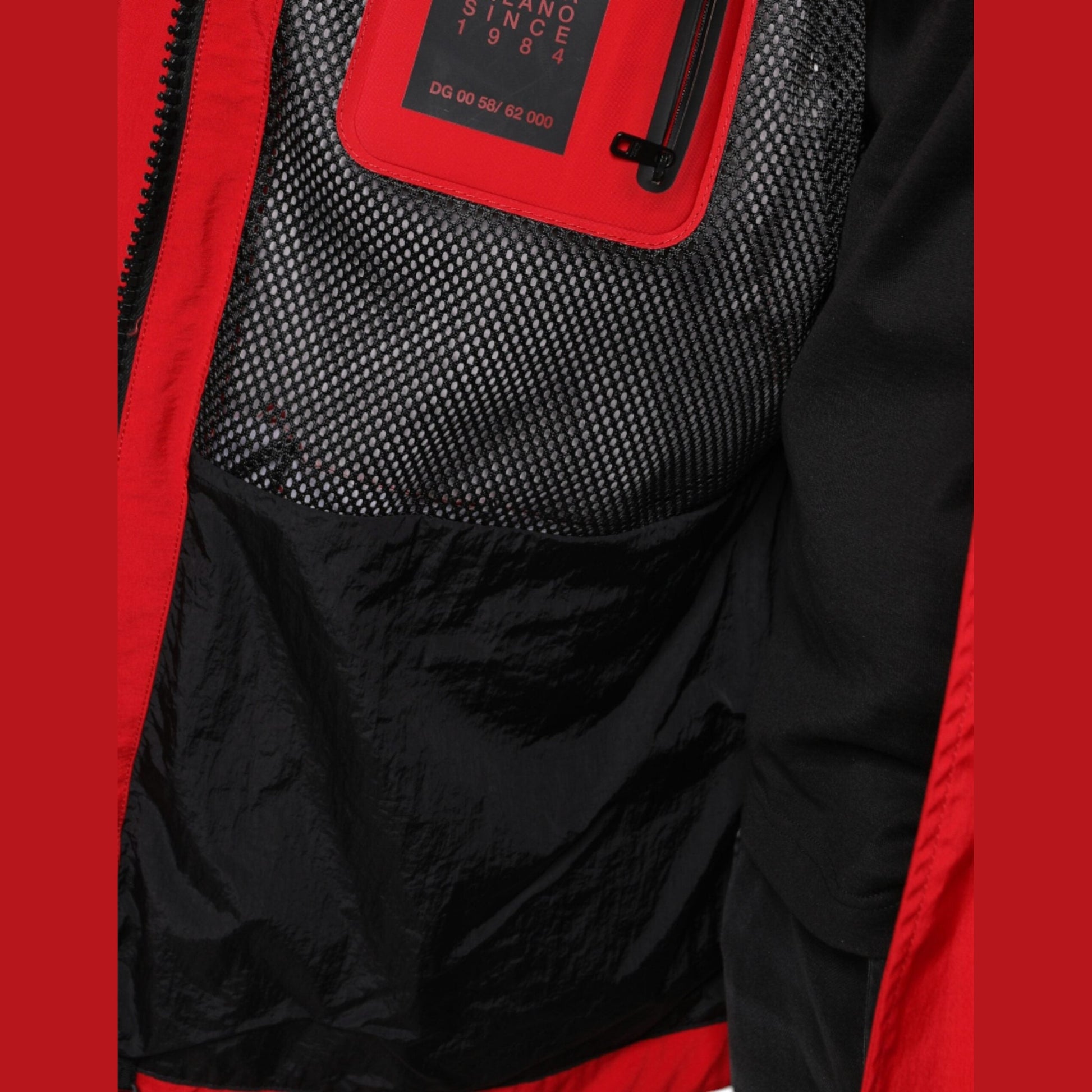 Dolce & Gabbana Red Nylon Hooded Men Full Zip Parka Jacket Dolce & Gabbana