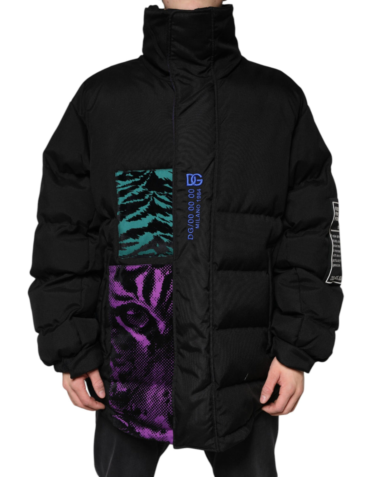 Dolce & Gabbana Black Nylon Puffer Men Full Zip Jacket - Eljoys Fashion 