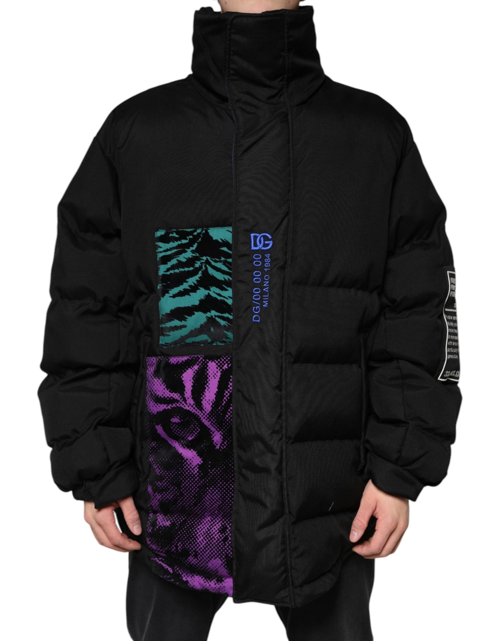 Dolce & Gabbana Black Nylon Puffer Men Full Zip Jacket Dolce & Gabbana